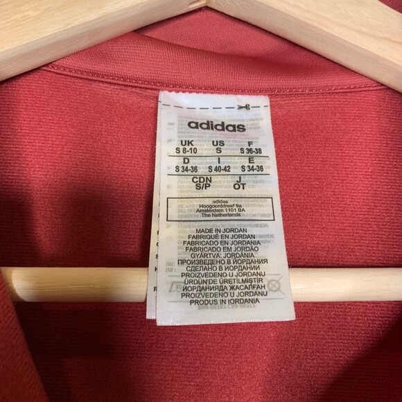 Adidas Womens Track Jacket Red White Mock Neck Full Zip Front Pockets S - Picture 9 of 10